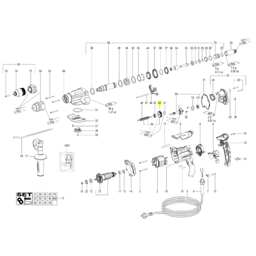 Шестерня перфоратора KHE 2660 Quick/KHE 2860 Quick METABO 340013090 перфоратор metabo khe 2660 quick 850вт 3 0 дж