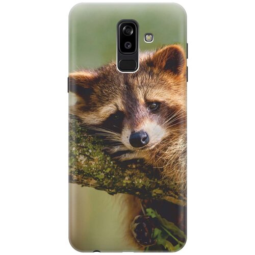 фото Gosso ультратонкий силиконовый чехол-накладка для samsung galaxy j8 (2018) с принтом "задумчивый енот"