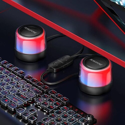 Портативный колонки Borofone BP12 2-in1 беспроводные AUX цветная подсветка черный 270000₽