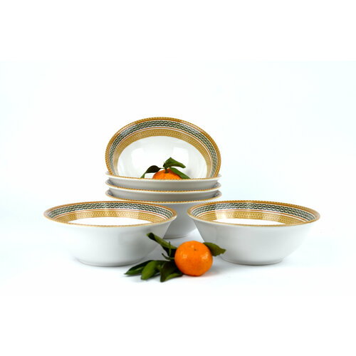 Набор керамических салатников - супниц 15х5,5 см, объемом 420 мл, декор 