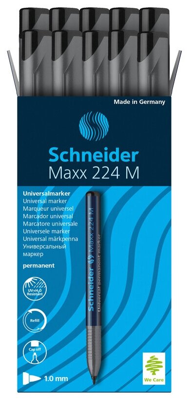 Schneider Набор черных перманентных маркеров Maxx 224 M (1201), 10 шт., черный