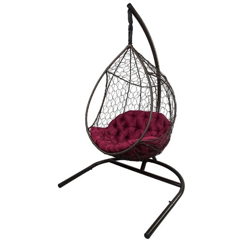 фото Подвесное кресло-кокон экодизайн flyingrattan сириус, темно-коричневый/бордовый