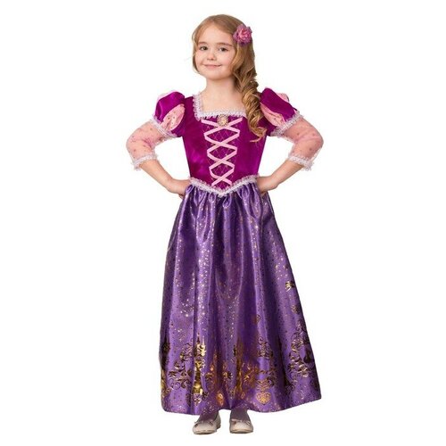 фото Карнавальный костюм «принцесса рапунцель», текстиль-принт, платье, брошь, заколка, р. 30, рост 116 см батик