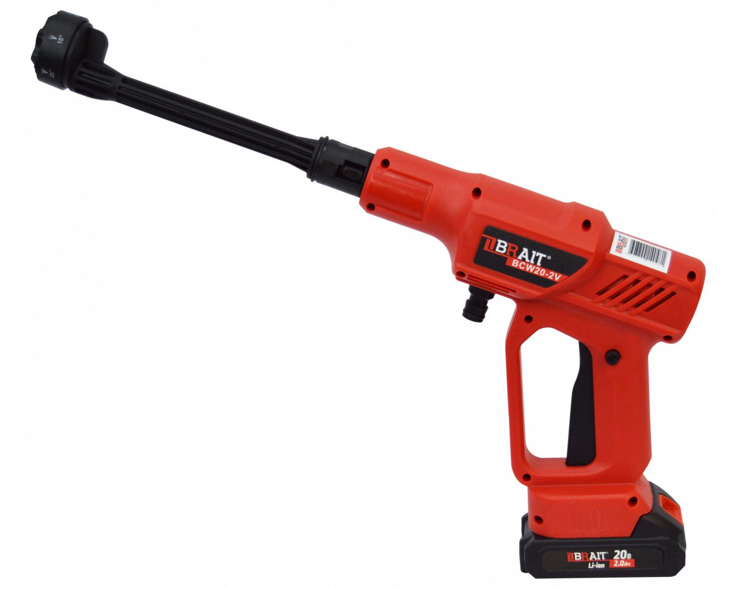 Мойка акк, BRAIT BCW20-2V (20В, Li-ion,1х2Ач ,30бар, 5л/мин, шланг 5м) 1.4кг