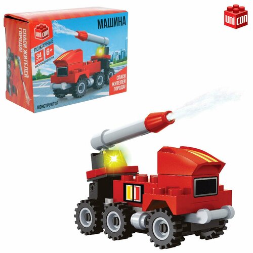 Конструктор «Пожарная машина», 34 детали игрушка конструктор cogo пожарные