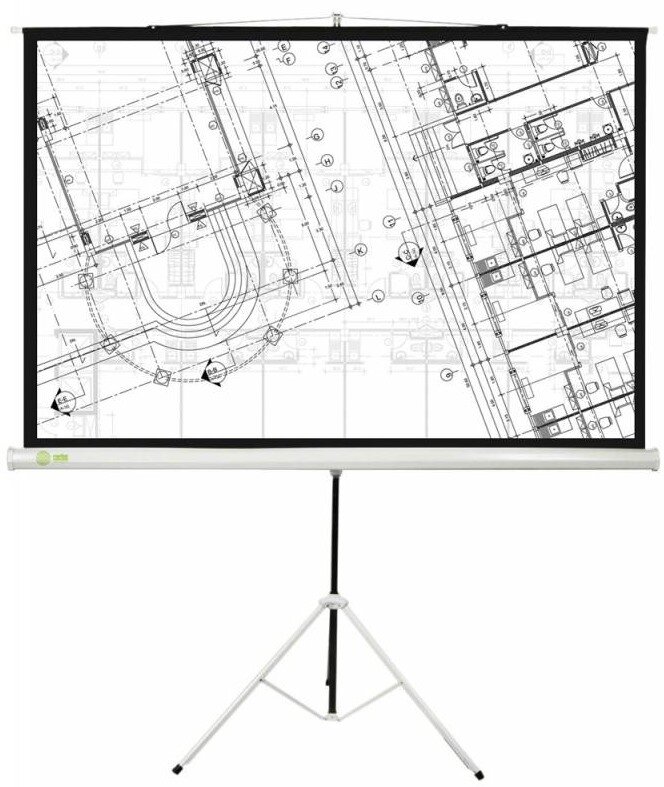 Экран CACTUS Triscreen , 180х180 см, 1:1, напольный белый - фото №3