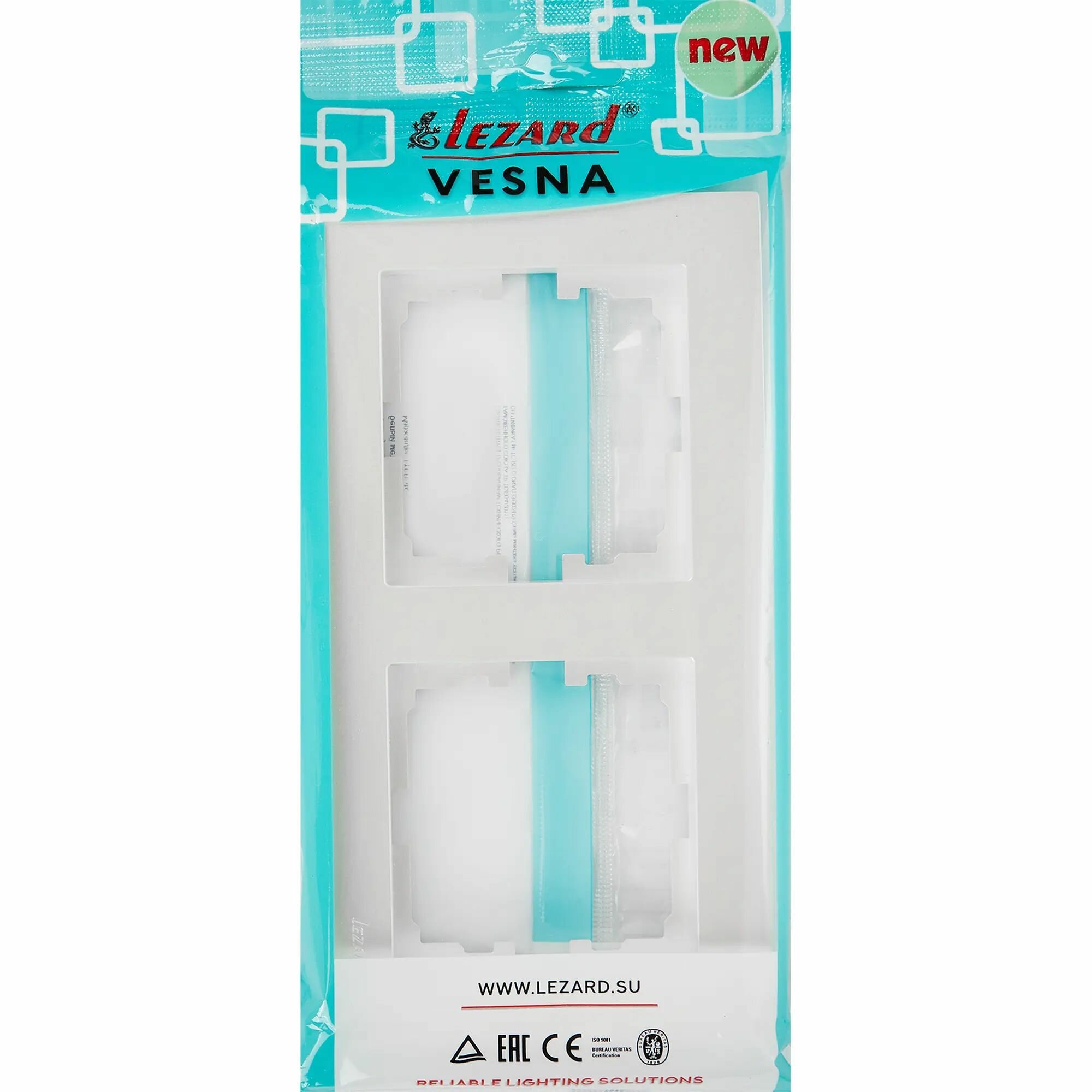 Рамка для розеток и выключателей Lezard Vesna 2 поста вертикальная цвет белый - фотография № 3