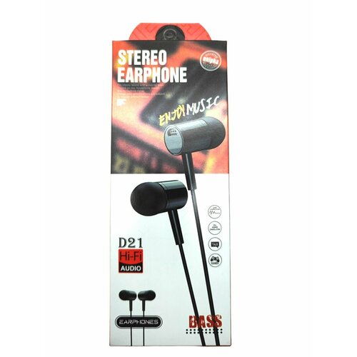 Наушники Stereo Earphone D21 EnjoyBass проводные черный 299₽