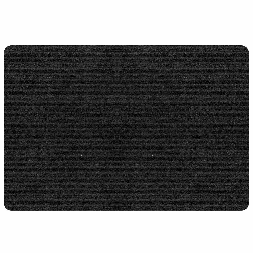 фото Коврик придверный, 60х90 см, прямоугольный, резиновый, с ковролином, без канта, черный, Классик