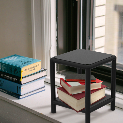 Мини стеллаж этажерка в стиле лофт металлические, мебель лофт для гостиной прихожей спальни ванной кухни, полки напольные столик, обувница, подставка для цветов, 2 полки, 25х25x30 см, Чёрный, Delta-Loft