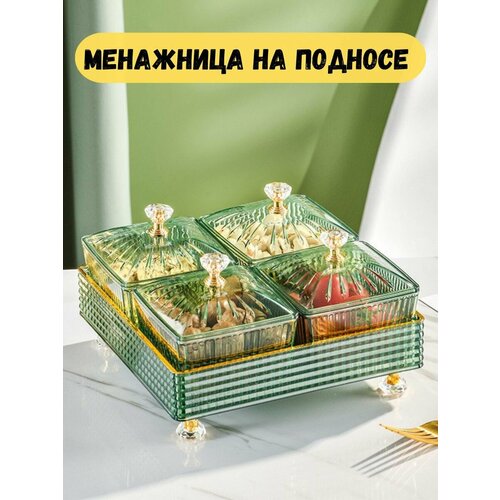 Менажница для орехов и сухофруктов с крышкой