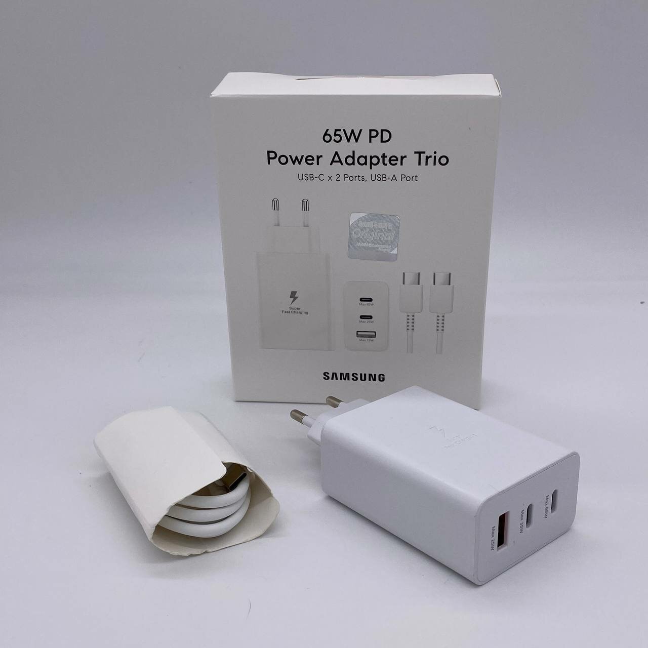 Зарядное устройство, для Samsung, Qualcomm Quick Charge, с кабелем, USB Type-C, 65 W — фото 1