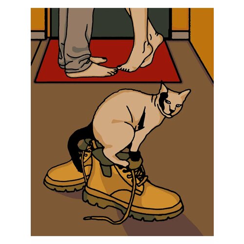 фото Картина по номерам "девушка и кошка" 40x50см, холст на подрамнике, 15 цветов pinkvanila