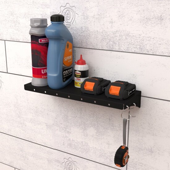 Металлическая полка Embodiment 400x150 мм для хранения тяжелых грузов настенная черная