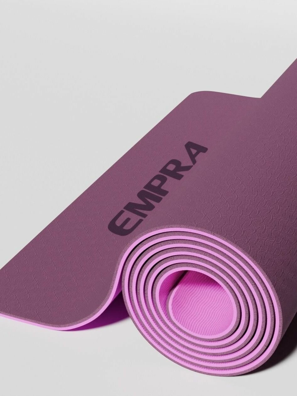 Спортивный коврик для фитнеса и йоги нескользящий, толщина 6 мм EMPRA