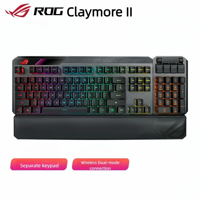ASUS Игровая клавиатура claymore II, (ROG RX Red), Английская раскладка, черный
