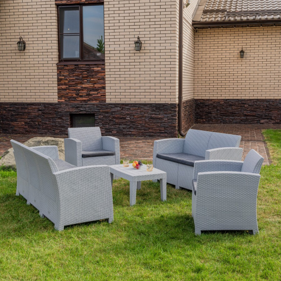 Комплект ROYAL FAMILY GRAND LANA L Цвет пластика: светло-серый/Цвет подушек: светло-серый