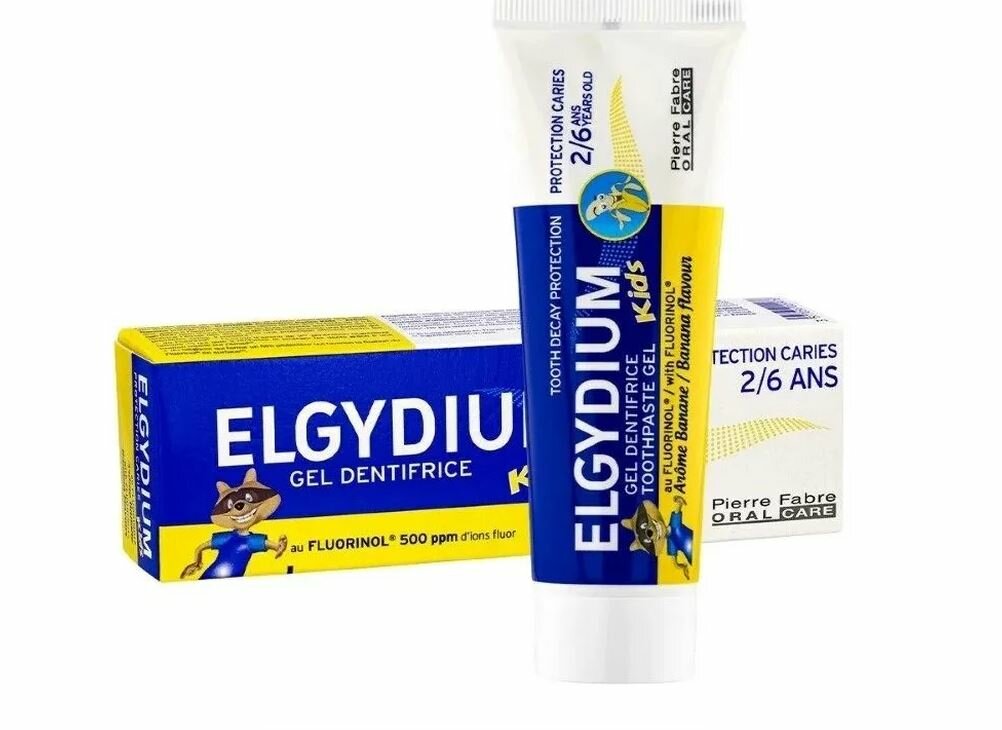 Картинки Зубная паста-гель для детей от 2 до 6 лет Elgydium Защита от кариеса Kids Banana, 50 мл