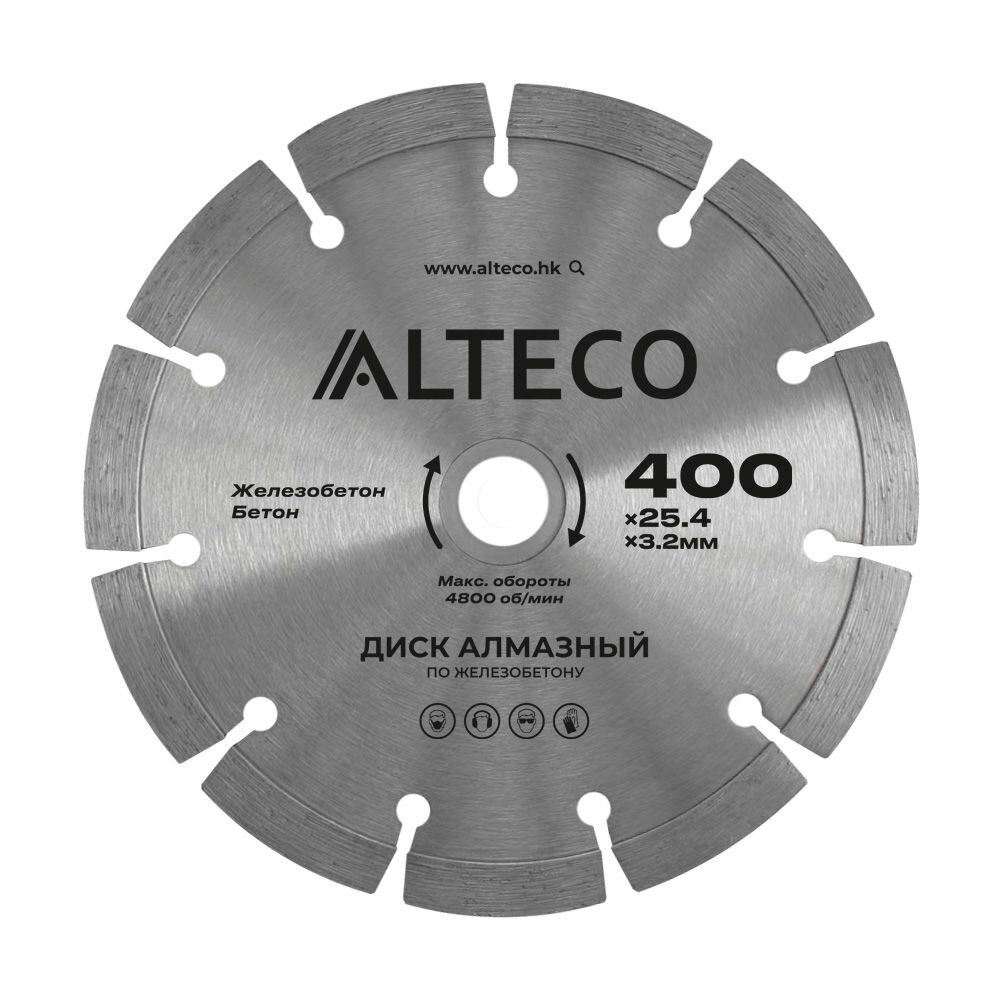 Диск алмазный по железобетону ALTECO 400x25.4x3.2 мм 66491