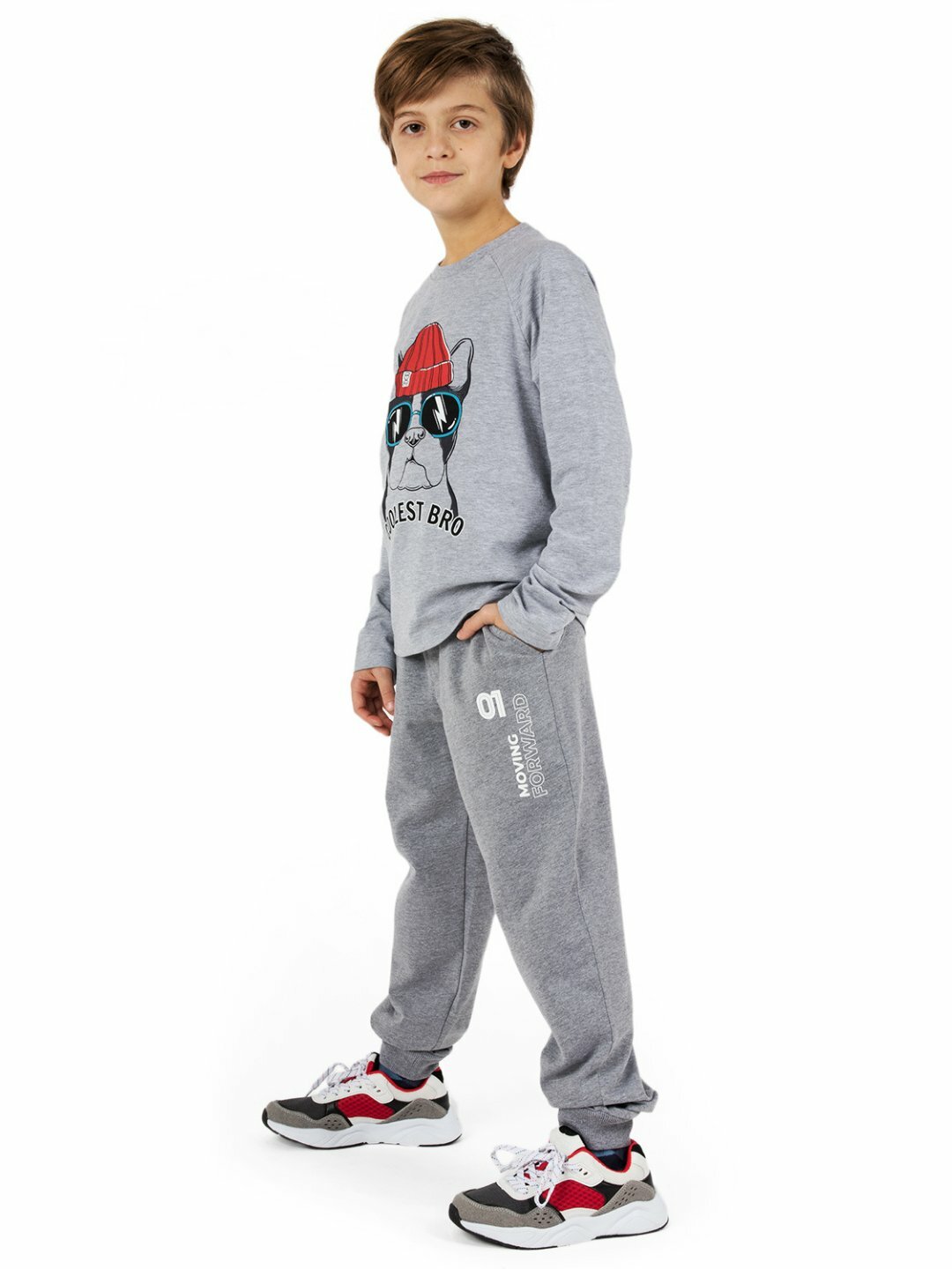 Лонгслив neo, размер 128, серый — фото 1