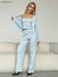 Костюм тройка трикотажный с укороченным кардиганом топом и брюками Голубой 27184...