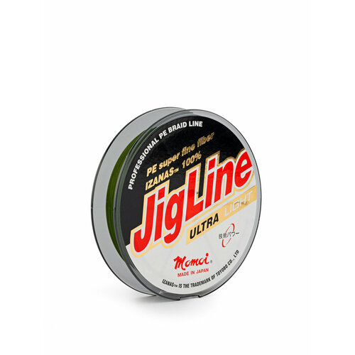 Плетеный шнур Jigline Ultra Light, длина 100 м, толщина 0,06 мм, тест 5 кг, цвет оливковый