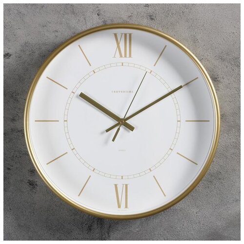 фото Часы настенные, серия: интерьер "эдит" d=30.5 см, золото 5005007 тройка