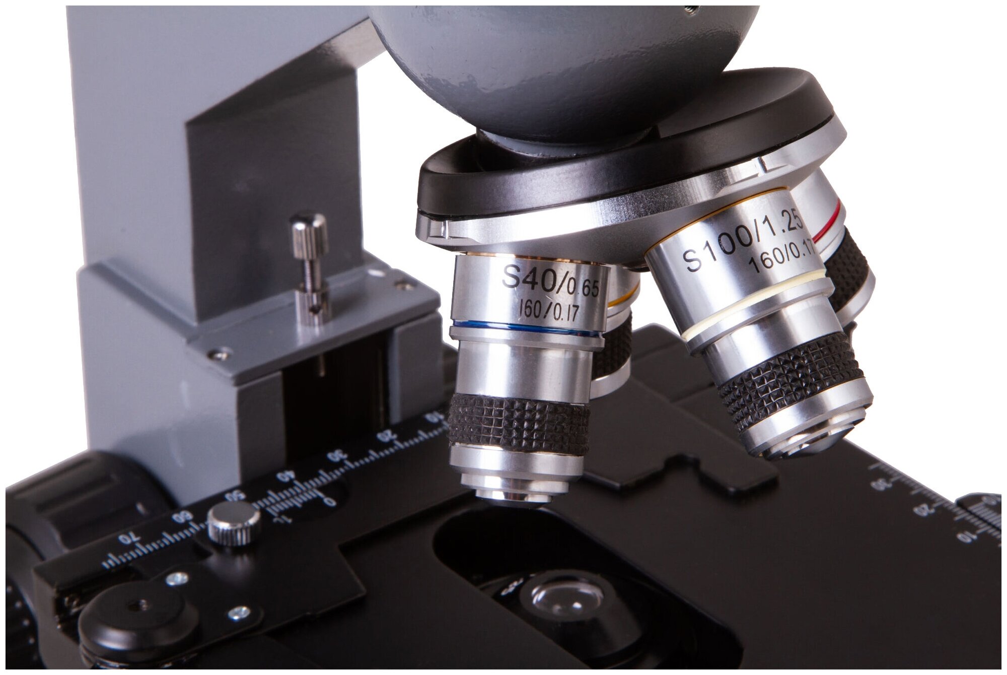 Микроскоп Levenhuk 320 BASE монокуляр 401000x на 4 объектива серый/черный - фото №7