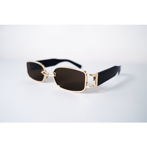 фото Солнцезащитные очки , прямоугольные, оправа: металл, складные, с защитой от уф, золотой нет бренда