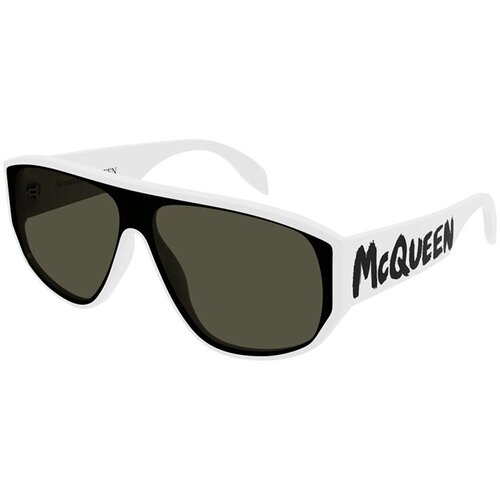 Солнцезащитные очки Alexander McQueen, зеленый, белый солнцезащитные очки alexander mcqueen am0374s 003 черный