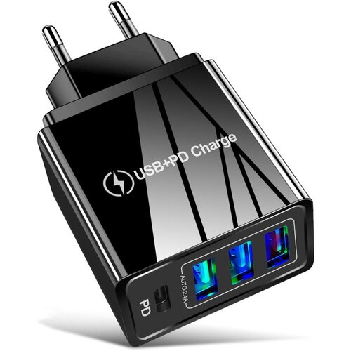Зарядное устройство 3хUSB + PD Type-C 3.1А, сетевой адаптер, быстрая зарядка