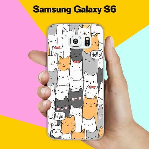 жидкий чехол с блестками be your queen на samsung galaxy s6 самсунг галакси с 6 Силиконовый чехол на Samsung Galaxy S6 Много котов / для Самсунг Галакси С6