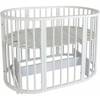 Детская кроватка трансформер для новорожденного Indigo Simple 7в1 маятник(круг/овал, манеж, 2 кресла, стол), белый