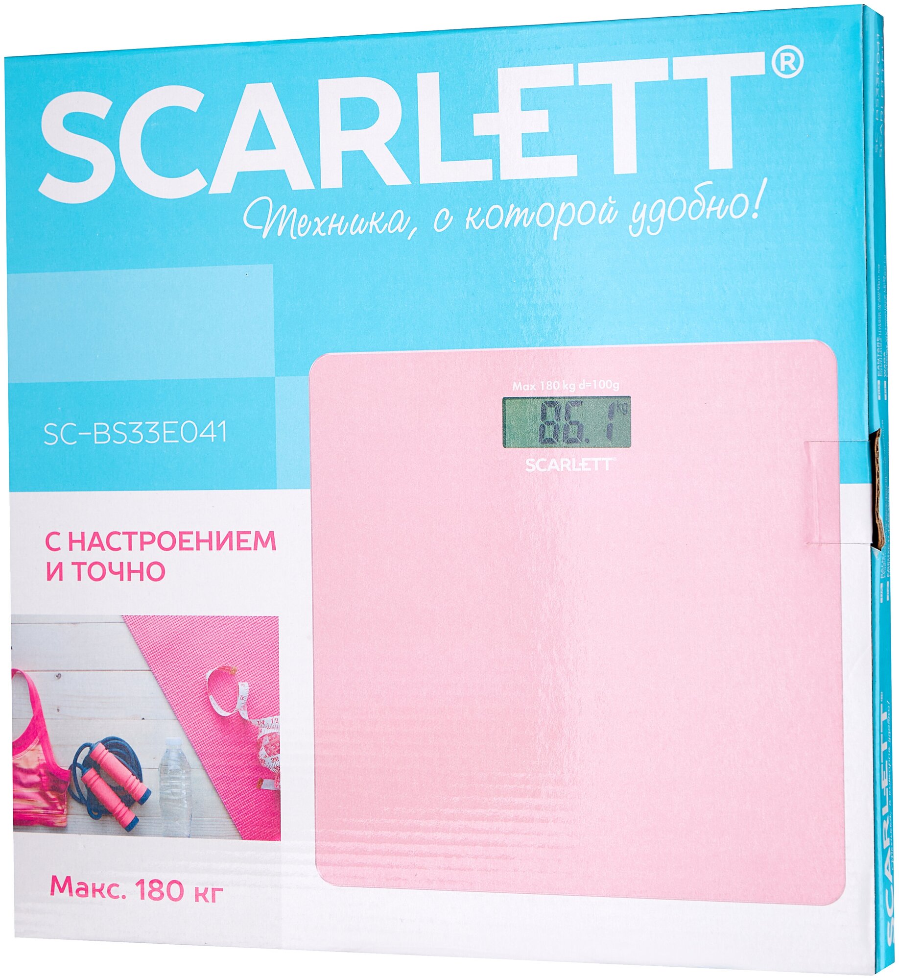 Напольные весы SCARLETT SC-BS33E041, до 180кг, цвет: розовый [sc - bs33e041] - фото №3