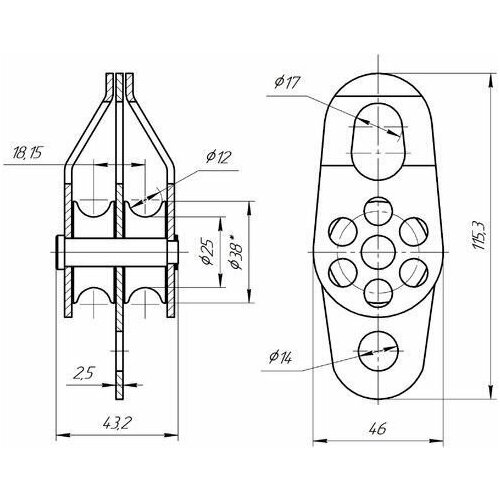 Блок-ролик двойной стальной с подшипником ver 0406
