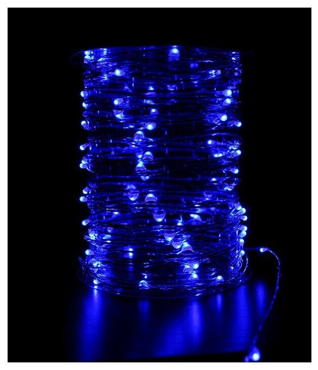 Светодиодная гирлянда Нить (Роса), 12 вольт, 10 метров, 100 диодов цвет синий