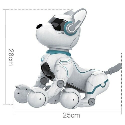 фото Радиоуправляемая интерактивная собака робот твой питомец zya-a2884 zhorya, выполняет команды: сидеть, отжимание, йога, приветствие, капризничает, стойка на голове, лежать, дразнит, злой, поет, танцует, сказки, песни, робот на пульте управления, 29х25х16см