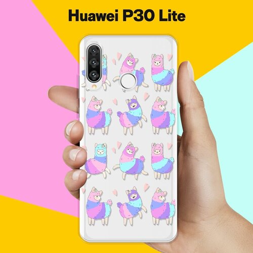 Силиконовый чехол Цветные ламы на Huawei P30 Lite