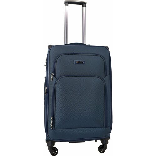 Чемодан Рион+ (RION+) R457, Тканевый, L (72 см), 70 литров, 4 колеса, супер-легкий, 3,1 кг., синий