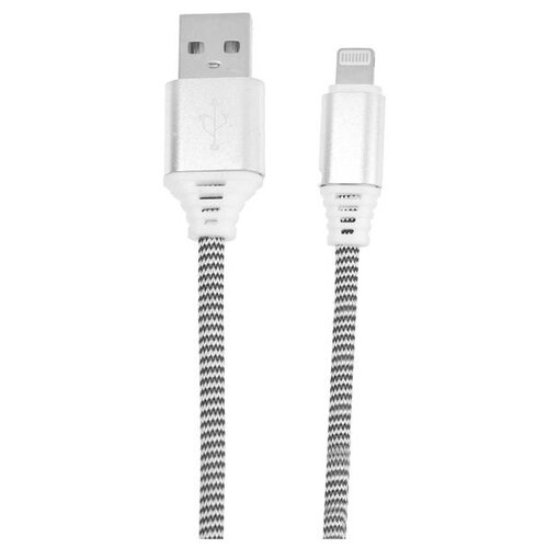 Кабель SmartBuy Lighting - USB 2 А нейлоновая оплётка 1 м черно-белый 5412874