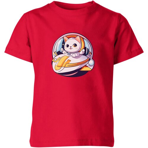 Футболка Us Basic, размер 4, красный мужская футболка котёнок в космическом корабле l желтый