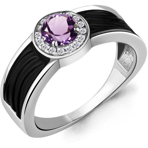 фото Кольцо diamant online, серебро, 925 проба, керамика, аметист, фианит, размер 17.5