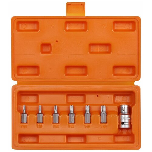 фото Набор бит вставок torx 3/8" 30мм с держателем бит 1/2" dr 7 предметов в кейсе airline