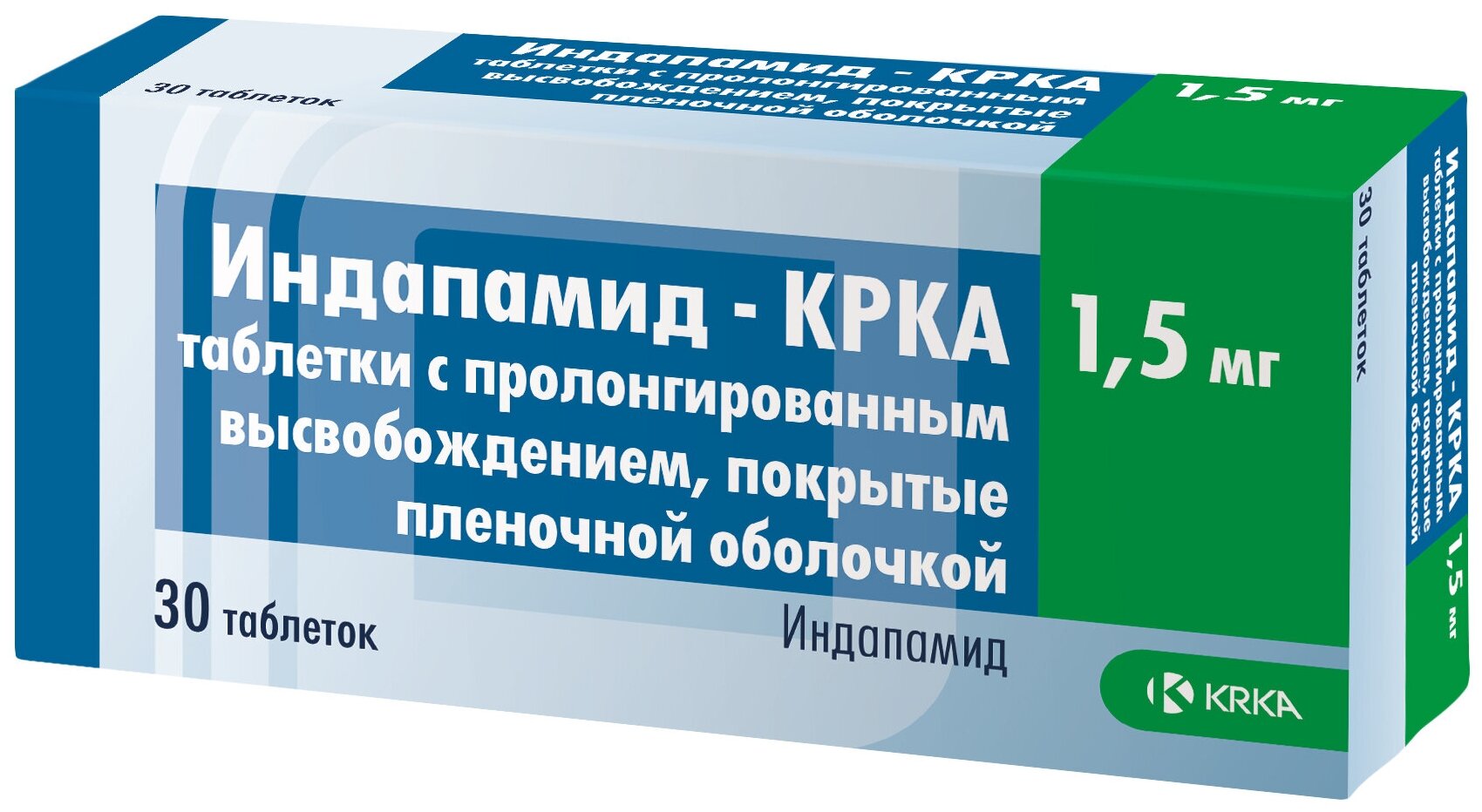 Индапамид-КРКА таб. пролонг. высвоб. п/о плен., 1.5 мг, 30 шт.