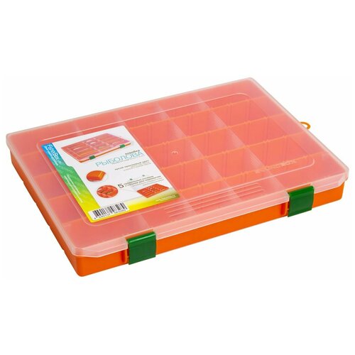 рыболовная коробка для аксессуаров односторонняя с настраиваемыми ячейками оранжевая Коробка рыболовная для приманок Fisherbox 310 (31x23x04 ) оранжевая
