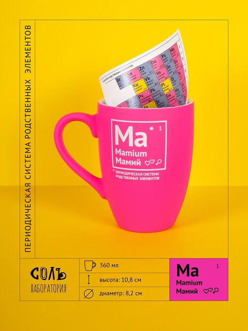 Кружка для чая для кофе «Мамий» c покрытием софт-тач, ярко-розовая (фуксия) 320 мл