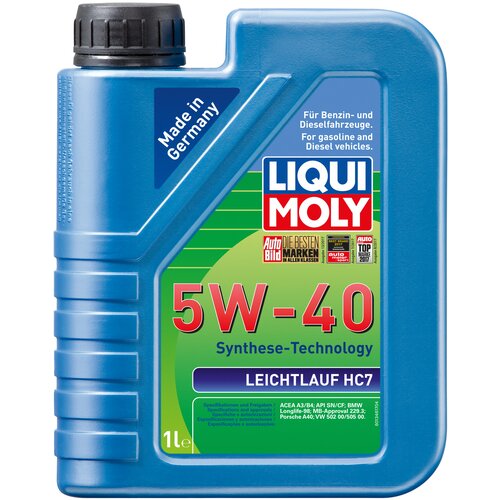 Масло моторное 5w40 liqui moly 1л нс-синтетика leichtlauf hc7 a3/b4, liqui moly, 1346