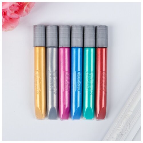 фото Глиттер клеевой 3d "металлик" набор 6 шт 10,5 мл 20х18х1,4 см 4339437 сима-ленд