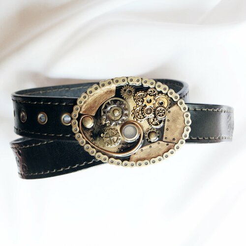 фото Ремень натуральная кожа, черный нет бренда