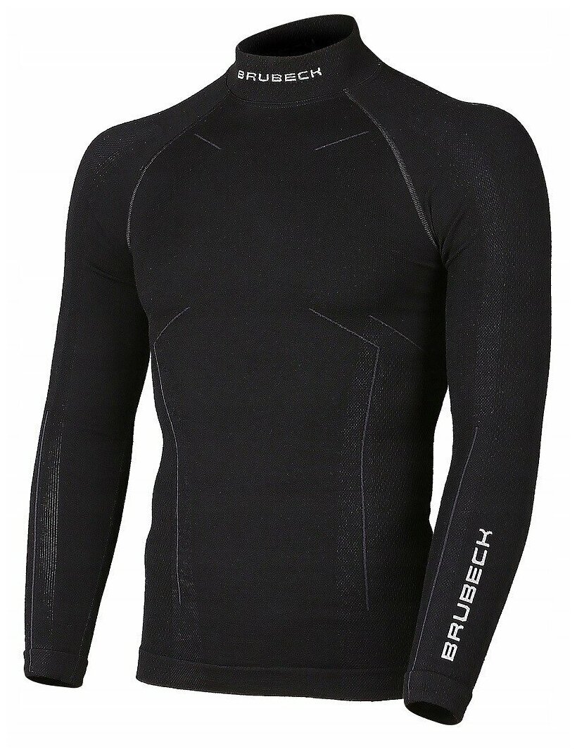 Термобелье мужское Brubeck футболка с длинным рукавом шерсть мериноса WOOL MERINO 78% черная